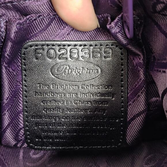 Brighton Vintage Leather 3D Hearts Black Brown Shoulder Bag double handle Zip - Picture 10 of 13